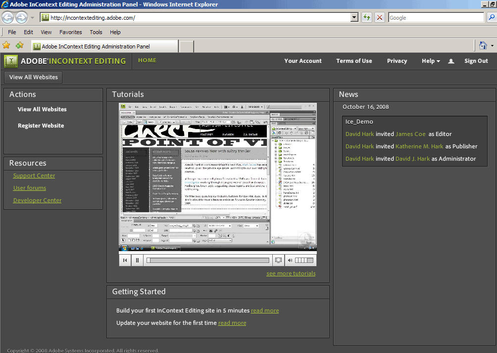 David's Adobe InContext Editing homepage