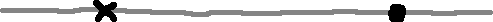 An x on the left and a circular blob on the right with a
grey line behind them.