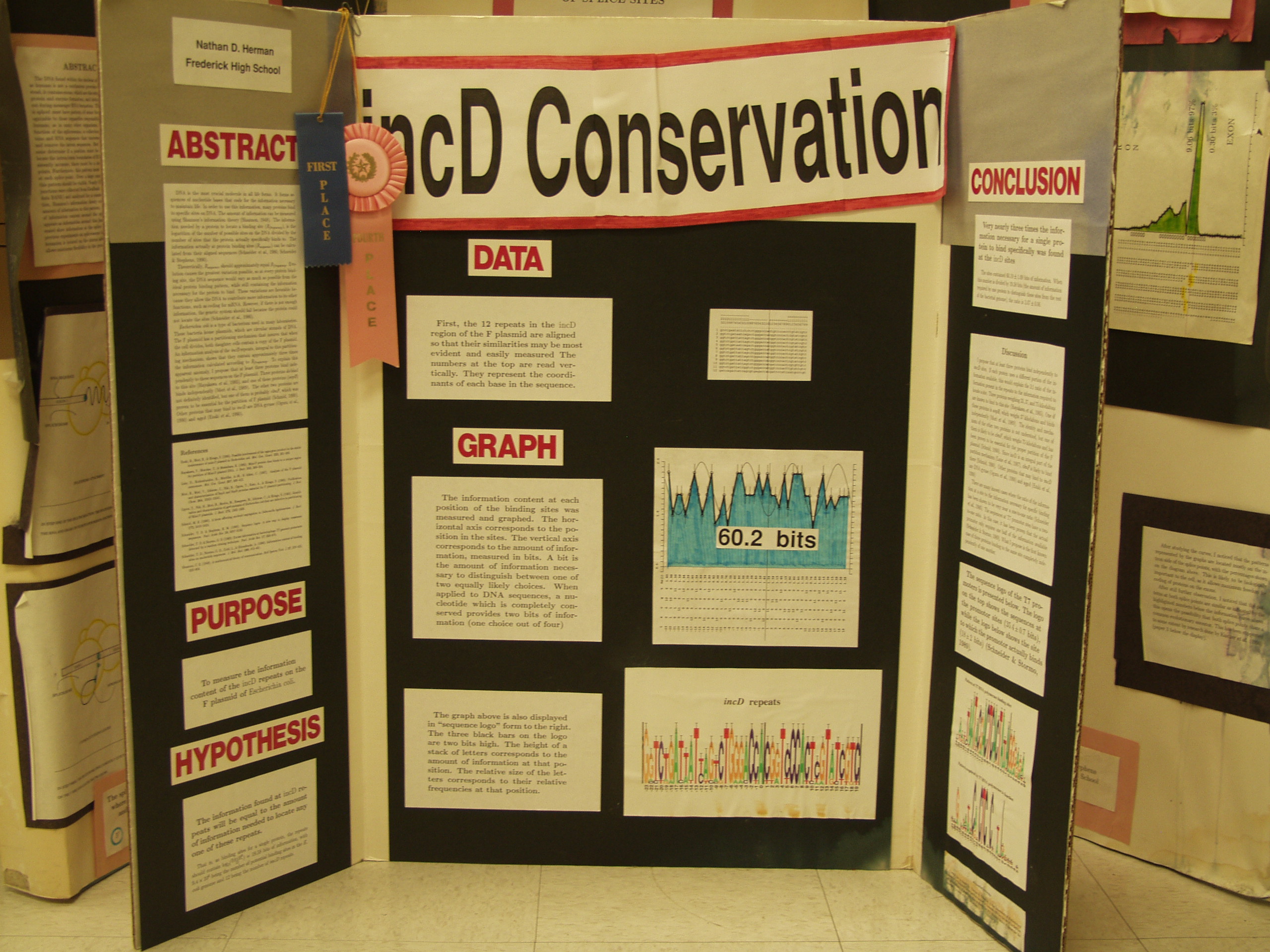 P8237772.JPG Photograph of Nathan Herman's 1991 science fair poster 'incD Conservation'