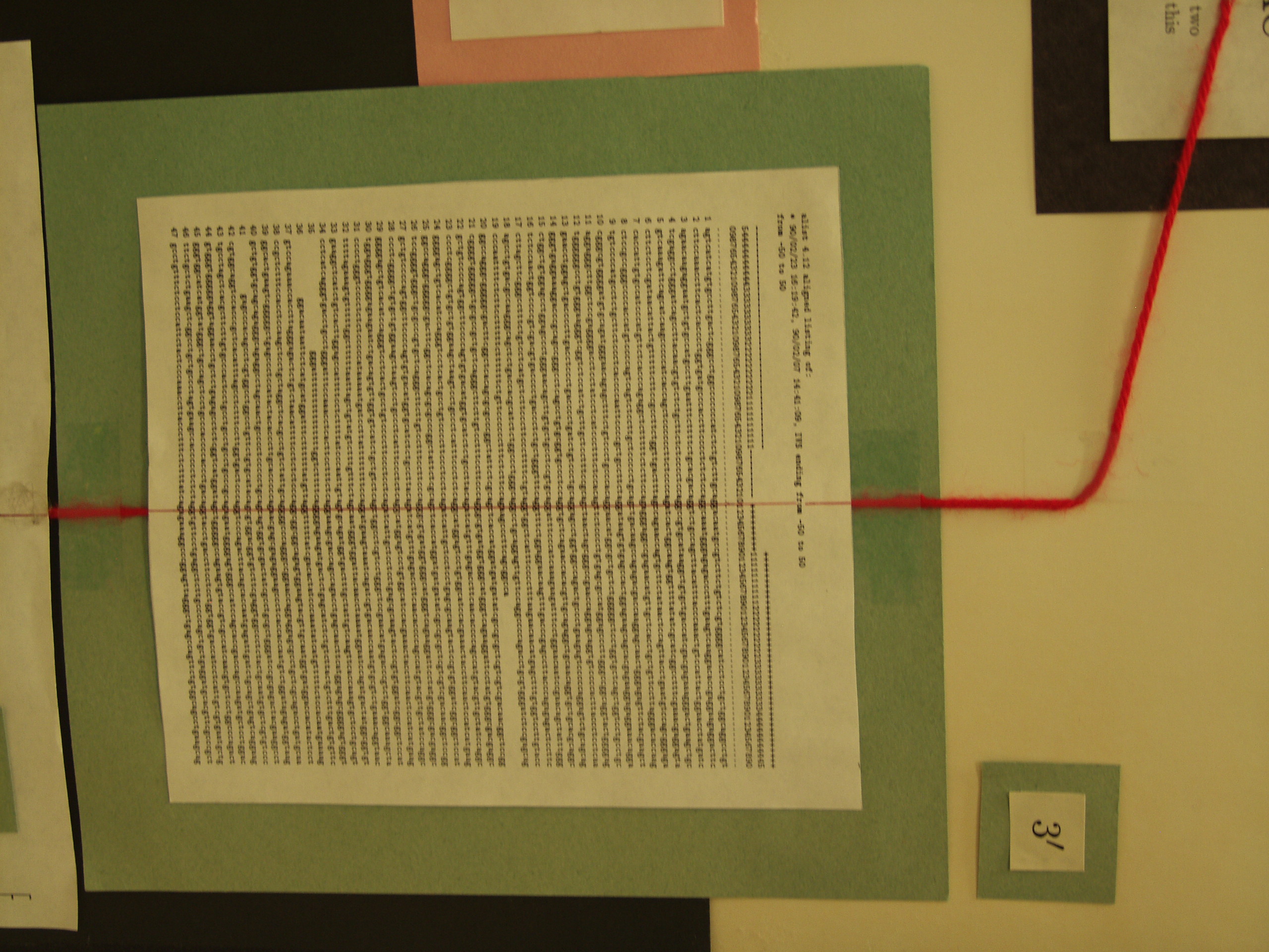 P8237797.JPG Photograph of Mike Stephen's 1990 science fair poster 'Information analysis of RNA splice sites'